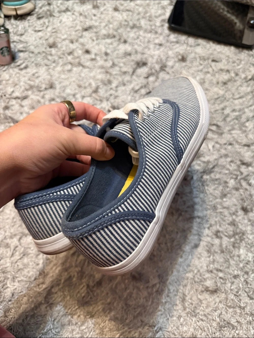 Mossimo Supply Co. Navy & White Striped Low-Top Sneakers